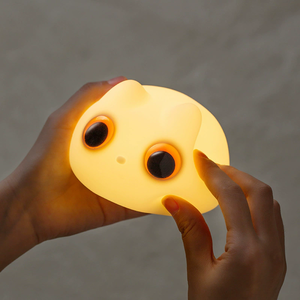 Cartoon Cute Simple PatCat Night <b>Light</b> Soft Silicone USB Rechargeable Baby Nursing kids bedroom <b>sleep</b> lamp with timer - Product Image 4