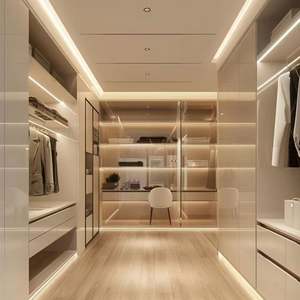 Modern Luxury <b>Wardrobe</b> <b>Storage</b> Designs Custom Melamine Furniture Wooden Walk in <b>Wardrobe</b> Closet - Product Image 3