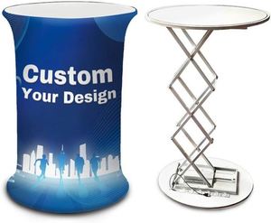 Comptoirs et podiums LED rétroéclairés personnalisés, table ronde portable en aluminium à levage hydraulique pour salons professionnels, événements, mariages, fêtes - Product Image 1