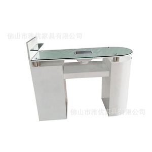 Table de manucure avec aspirateur intégré, table de manucure individuelle, table de manucure, table de manucure avec finition peinture blanche, table de manucure avec plateau en verre - Product Image 2