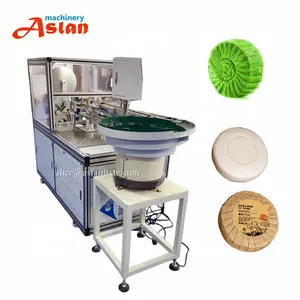 automatic pleat hotel soap paper film wrapping labeling machine/ toilet block round packing machine