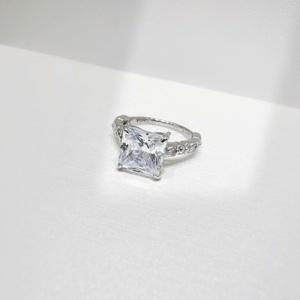 Anillo de promesa personalizado de plata 925 chapado en oro, joyería fina, anillo grueso para mujer con circonita cúbica, anillos de compromiso y boda. - Product Image 4