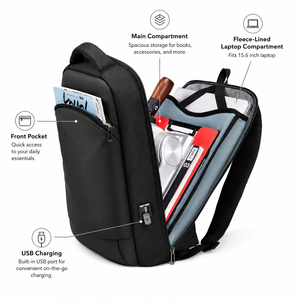 Mochila Estudantil para Faculdade e Viagem com Compartimento para Laptop de 15,6 Polegadas, Mochila Escolar Antifurto com Carregamento USB - Product Image 5
