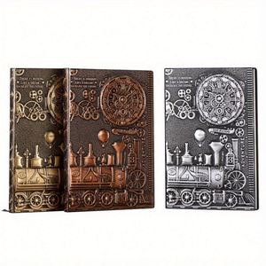 Carnet de notes/journal A5 personnalisé, design rétro train, couverture rigide en cuir gaufré de haute qualité, reliure cousue. - Product Image 3