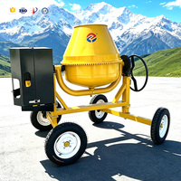 Bétonnière professionnelle portable à moteur diesel/essence/électrique, moteur 5 kW, tambour inclinable à manivelle pour la construction