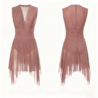 Robe de danse Vennystyle New Lyric Stretch Spandex/Nylon avec diamants AB pour filles et adultes, pour la scène et les performances de danse de salon