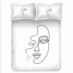 บทคัดย่อสาวใบหน้าสายศิลปะที่กำหนดเองตกแต่งบ้าน3D ชุดเครื่องนอนการออกแบบที่กำหนดเองสำหรับห้องนอน
