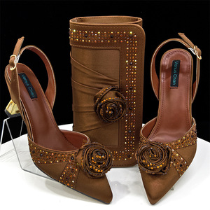 Gold Slip-On Printed Waterproof Lightweight Bridal Shoes 2025 Summer Evening Flower Bead Decoration Rectangular Clutch - Product Image 6