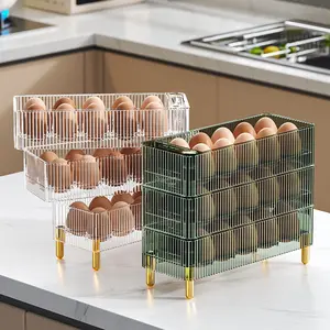 Кухонный Штабелируемый пластиковый ящик для хранения яиц, органайзер для яиц на холодильник, стеллаж для хранения