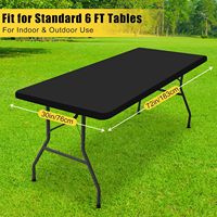 Nappe Rectangle Smiry, nappes élastiques pour tables pliantes de 6 pieds, couvertures de table essuyables imperméables pour l'extérieur
