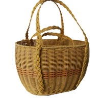 Panier à fleurs, panier à fruits, panier de cueillette ; Sac fourre-tout floral tressé de style influenceur ; Panier de courses ; Panier