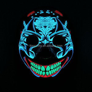 T-worthy หน้ากากแฟชั่น LED หน้ากาก3D El พร้อมหัวกะโหลกเรืองแสงหน้ากากพีวีซีฮาโลวีนปาร์ตี้หน้ากากรูปตัวตลก EL Wire - Product Image 3