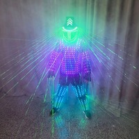Costume de robot lumineux LED personnalisé pour homme adulte, idéal pour spectacle, DJ, danse, fête, avec casque laser et en polyester