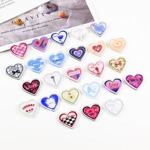 Custom Heart Shape Keychain Blank PINK Plastic Acrylic Glitter Love Key Chains Valentine's Day Gifts Red Heart Key <b>Ring</b> Charms - Product Image 4