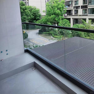 Système de balustrade moderne pour balcon extérieur en alliage d'aluminium et acier inoxydable, avec panneaux de verre sans cadre de 12 mm pour escalier de villa - Product Image 3
