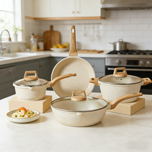 Ensemble de wok et <span class=keywords><strong>casserole</strong></span> antiadhésifs pour la maison, ustensiles de cuisine en <span class=keywords><strong>pierre</strong></span> Maifan - Product Image 1