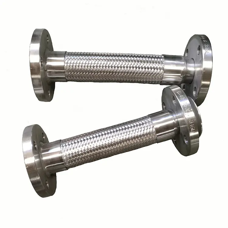 Stainless Steel Wire Braided Flexible Flanged Expansion Joint Corrugated Metal Hose With Flange Corrugated Tube Bellow