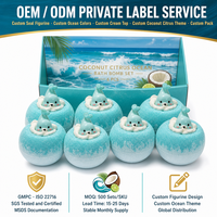 Ensemble de bombes de bain personnalisées artisanales naturelles à la noix de coco et aux agrumes, 6 pièces, 140g, bleu turquoise, hydratant botanique, OEM, marque privée