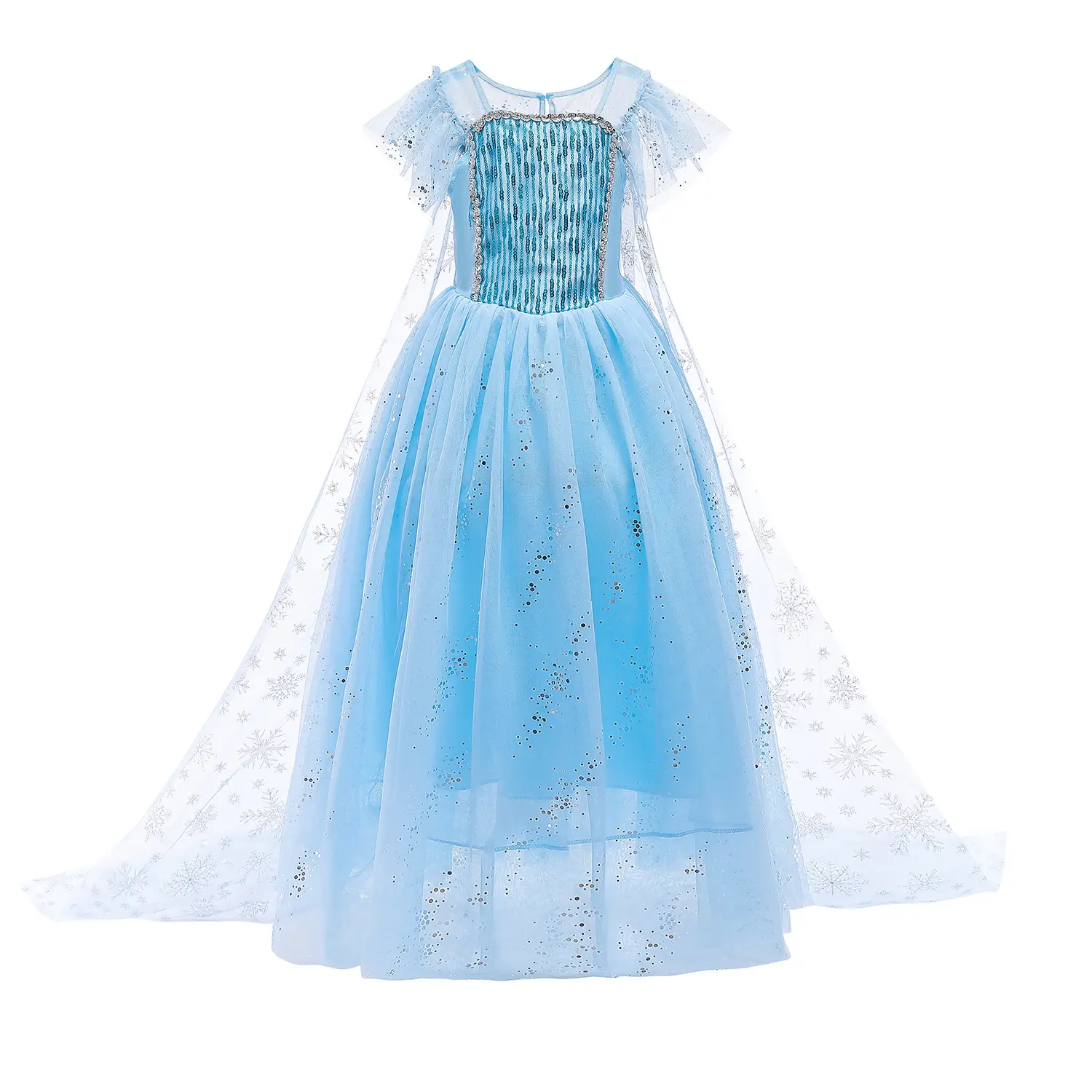 D32 Gaun Pesta Putri Anak Perempuan, Produsen Pakaian Luar Negeri Elsa Film 2 Anak-anak Kepingan Salju dengan Jubah