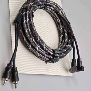 Câble audio pour amplificateur de voiture à double canal tressé noir, connecteur RCA 1 mâle 2 femelles - Product Image 6