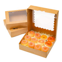 Boîtes d'emballage jetables Biscuits Cupcakes Desserts Papier brun clair Kraft Boîtes à pâtisserie simples avec fenêtres et poignée