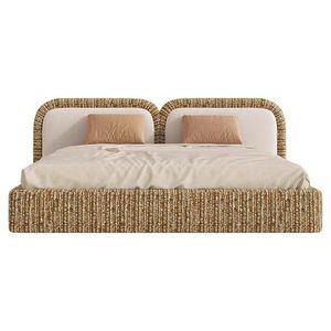 โรงงานผลิตเตียงหุ้มเบาะทันสมัย ขายส่งผ้าฝ้ายลินินคุณภาพสูง เฟอร์นิเจอร์ห้องนอนหลักสไตล์มินิมอล - Product Image 6