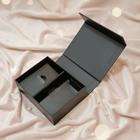 Boîte cadeau noire à double compartiment, étui robuste pour petits cadeaux, finition mate élégante, personnalisable, légère et portable