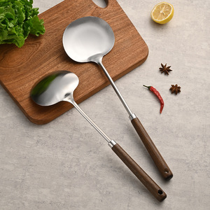 Stainless Steel Cooking Spoon Set 201 Steel Long Handle For Soup Ladle And Wok Stirring Kitchen Utensils - Product Image 1