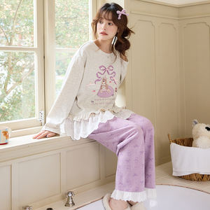 Set di indumenti da notte autunno e inverno in velluto tedesco <span class=keywords><strong>pigiama</strong></span> carino cartone animato da <span class=keywords><strong>donna</strong></span> dolce caldo Cashmere AB può indossare il <span class=keywords><strong>pigiama</strong></span> - Product Image 4