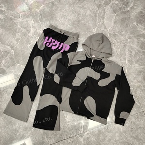 Ensemble de survêtement streetwear personnalisé pour homme, coupe lourde, brodé, vintage, délavé à l'acide, avec pantalon de jogging et sweat à capuche - Product Image 2