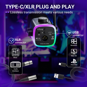 ไมโครโฟนไดนามิก <span class=keywords><strong>FIFINE</strong></span> AM9 <span class=keywords><strong>XLR</strong></span>/USB ไฟ RGB ตัดเสียงรบกวน (ANC) ปุ่มปรับระดับเสียง/เกน แบบพกพา ไมค์สำหรับเล่นเกมบนพีซีแบบมีสาย - Product Image 6