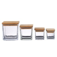 Pot carré transparent vide pour bougie aromatique