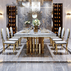 Ensemble <span class=keywords><strong>de</strong></span> table et <span class=keywords><strong>de</strong></span> chaises <span class=keywords><strong>de</strong></span> <span class=keywords><strong>salle</strong></span> à manger rectangulaire en marbre bon marché personnalisé pour 8 personnes - Product Image 3