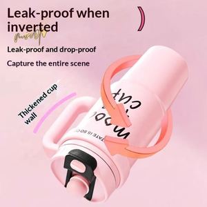 Termo personalizado de acero inoxidable rosa de 34 oz con aislamiento al vacío, taza para café, venta al por mayor, termo con asa - Product Image 3