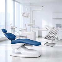 Fauteuil dentaire pliable avec appui-tête à double articulation, éclairage opératoire électrique à 10 LED et couvercle de plateau amovible pour hôpital dentaire