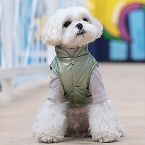 Venda quente Estilo Clássico Inverno Pet Jacket Cão e Gato Outwear Simples Quente Imitação De Couro Colete De Algodão Feito De Poliéster - Product Image 4