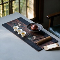 Nappe de table de style chinois haut de gamme pour service à thé, tapis de plateau à thé à infusion sèche, chemin de table en coton imperméable d'inspiration Zen pour théière