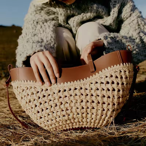 <span class=keywords><strong>Borsa</strong></span> Tote da <span class=keywords><strong>Donna</strong></span> di Lusso in Pelle di Vacchetta di Grande Capienza, <span class=keywords><strong>Borsa</strong></span> Tote Casual in Paglia dal Design di Nicchia, <span class=keywords><strong>Borsa</strong></span> <span class=keywords><strong>Estiva</strong></span> da Spiaggia per <span class=keywords><strong>Donna</strong></span> - Product Image 1
