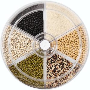 Large Capacity <b>Plastic</b> PP Rectangle <b>Food</b> Grain Dispenser Cereal Storage Box Rotatable 6-grid Rice <b>Container</b> Multifunction - Product Image 2