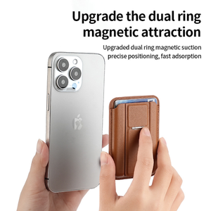 Portefeuilles magnétiques de luxe avec logo personnalisé pour porte-cartes <span class=keywords><strong>Apple</strong></span>, béquille, charnière en cuir pour iPhone, support pour <span class=keywords><strong>portefeuille</strong></span> <span class=keywords><strong>Magsafe</strong></span> - Product Image 4