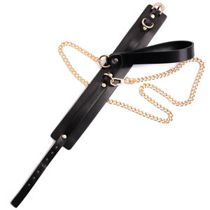 Collier en cuir SM, produit de bondage BDSM, jeu de maître et d'esclave, collier doré pour esclave, jouets sexuels, kit sexuel pour couples - Product Image 5