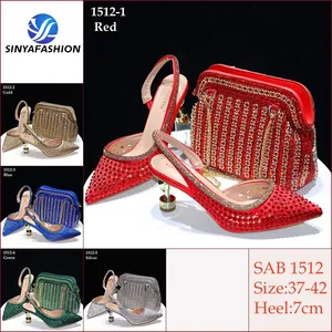 Luxury Ladies Wholesale Shoe And Bag Set Italian High Heels Wholesale Women Handbags With Matching Shoes Wedges For Women