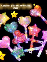 Bâtons LED en mousse fluorescente lumineuse en plastique, imprimés en typographie, style ROMANCE, en forme d'étoile à cinq branches et de cœur, promotionnels