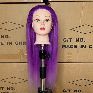 Tête de mannequin avec cheveux 24 "-26" tête de formation de coiffure mannequin cosmétologie tête de poupée fibre synthétique cheveux coiffure - Product Image 1