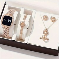 Ensemble de 6 montres pour femmes, style Instagram, en alliage de quartz, bracelet en acier inoxydable, avec bracelet, bague et boucles d'oreilles tendance