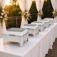 Nouveau design Réchaud de buffet 6L en acier inoxydable doré et blanc, chauffage à l'alcool, longue durée de vie, contrôle manuel de la température