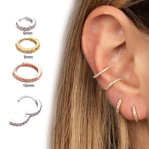 Boucles d'oreilles piercing en acier inoxydable avec barre de 0,8 mm en CZ |   Assortiment de clous d'oreille en cartilage pour hélix, tragus, lobe, pièces individuelles, pour mariage - Product Image 6
