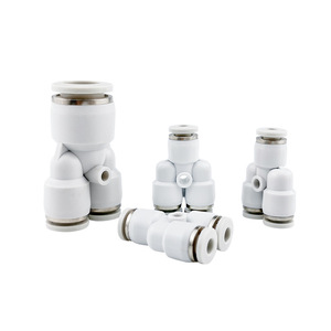 White Plastic Y Type Tee <b>Connector</b> Py8 Pneumatic Hose <b>Quick</b> Connect Adapter Pw4 6 10 12 16 - Product Image 2