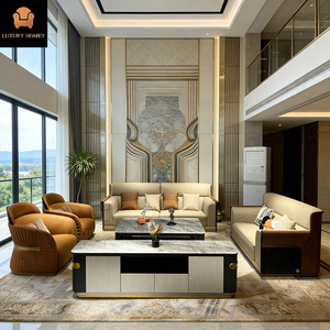 Ensemble <span class=keywords><strong>de</strong></span> canapés luxueux et confortables avec des lignes minimalistes + des accents métalliques, avec un ensemble <span class=keywords><strong>de</strong></span> meubles complet pour un salon <span class=keywords><strong>de</strong></span> grande taille - Product Image 1