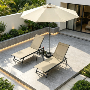 Chaise longue pliable en textilène anti-corrosion <span class=keywords><strong>avec</strong></span> dossier inclinable réglable pour <span class=keywords><strong>jardin</strong></span>, bord <span class=keywords><strong>de</strong></span> mer et piscine, rangement facile - Product Image 3